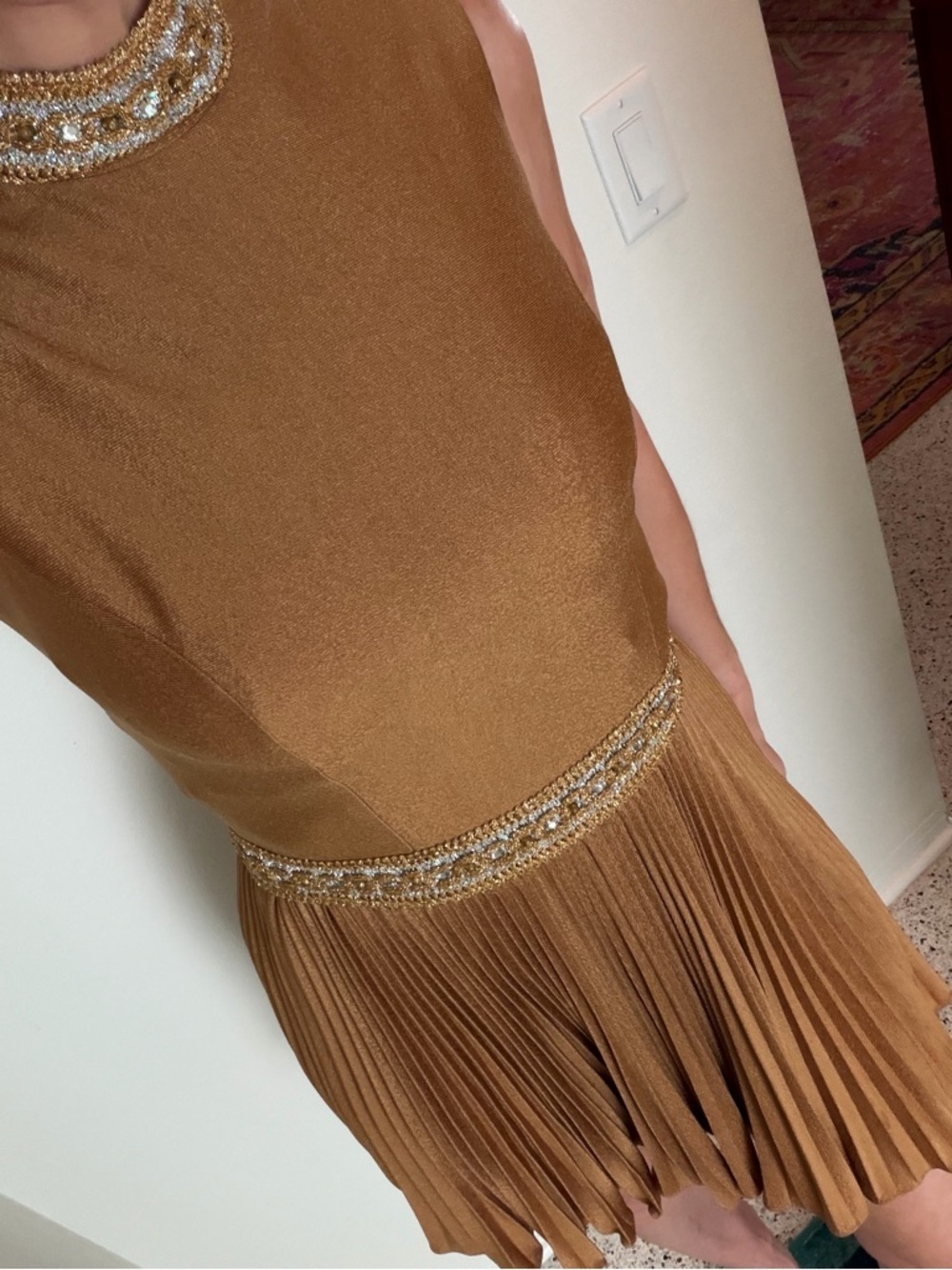 Vintage Miss Theme New York gold 60’s Palm Royal mini party cocktail dress 6